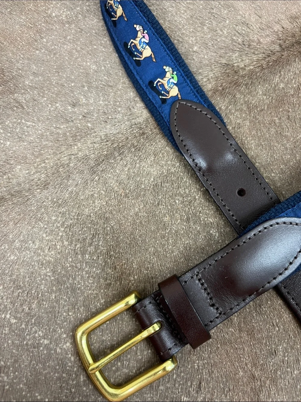 Vineyard Vines Kentucky Derby Horse Print Belt Sz 34
